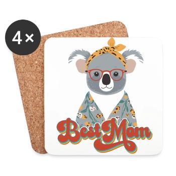 Lustige Koala Mutti Niedliche Mama Bär Liebhaber - Untersetzer (4er-Set) - Weiß - Vorne
