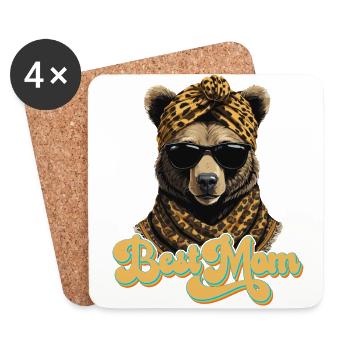 Funny Mom Bear Mother Bear Bear Lover - Coasters (set of 4) - white - Front