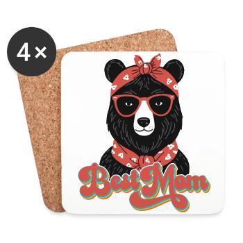 Meilleure maman drôle maman ours mère ours design - Dessous de verre (lot de 4) - blanc - Devant