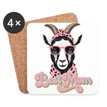 Meilleure maman drôle de maman chèvre parfaite pour la fête des mères - Dessous de verre (lot de 4) - blanc - Devant