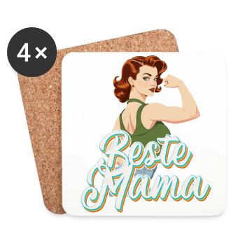 Best Mom Proud Mother Mother's Day Design - Coasters (set of 4) - white - Front