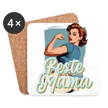 Meilleur design de maman pour la fête des mères - Dessous de verre (lot de 4) - blanc - Devant