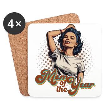 Mère de l’année Maman drôle Fête des mères Design - Dessous de verre (lot de 4) - blanc - Devant