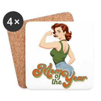 Mère de l’année Fière du meilleur design de maman - Dessous de verre (lot de 4) - blanc - Devant