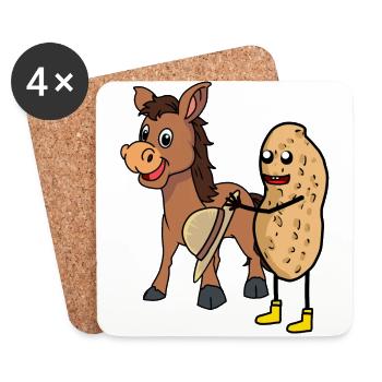 Donkey Rider Rider Peanut Horse Lover Kids - Coasters (set of 4) - white - Front