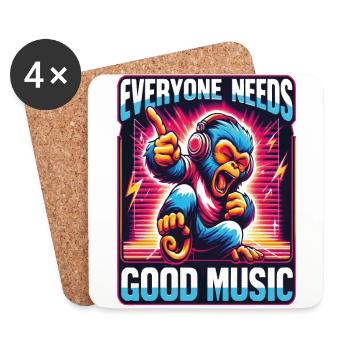 Everyone needs - Funky Monkey Design. - Coasters (set of 4) - white - Front