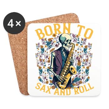 Saxophoniste Rocker Drôle Jazz Musique Design - Dessous de verre (lot de 4) - blanc - Devant