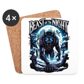 Beast of the Night - Werewolf Design. Spooky, cool - Coasters (set of 4) - white - Front