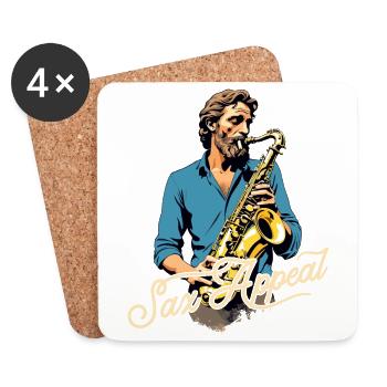 Conception de saxophone amusante pour les amateurs de musique jazz - Dessous de verre (lot de 4) - blanc - Devant
