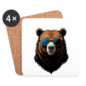 Alpha Dad Funny Bear Father Perfect Style - Coasters (set of 4) - white - Front