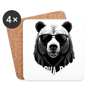Alpha Dad Lustiger Bären Vater Perfekter Style - Untersetzer (4er-Set) - Weiß - Vorne