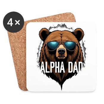 Alpha Dad Funny Bear Father Perfect Style - Coasters (set of 4) - white - Front