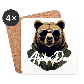 Alpha Dad Funny Bear Father Perfect Style - Coasters (set of 4) - white - Front