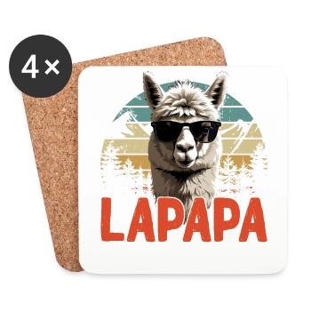 Lapapa Lustiger Lama Papa Perfekter Style - Untersetzer (4er-Set) - Weiß - Vorne