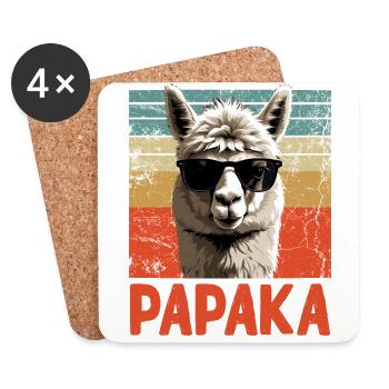 Papaka Der Alpaka Papa Perfekter Lustiger Vater - Untersetzer (4er-Set) - Weiß - Vorne