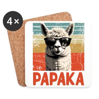 Papaka Funny Alpaca Dad Perfect Style - Coasters (set of 4) - white - Front