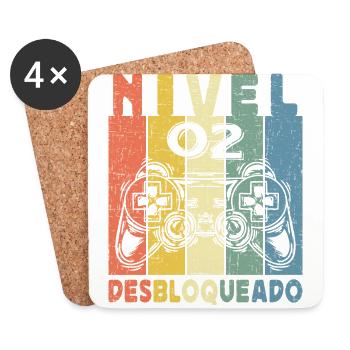 Nivel 02 Desbloqueado Gamer 02 Años 2022 Divertido - Dessous de verre (lot de 4) - blanc - Devant