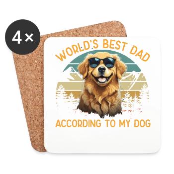 Meilleur chien au monde papa Golden Retriever drôle - Dessous de verre (lot de 4) - blanc - Devant