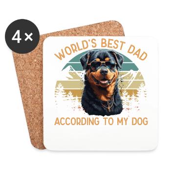 Meilleur chien au monde papa rottweiler animal de compagnie drôle - Dessous de verre (lot de 4) - blanc - Devant