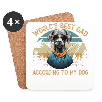 World Best Dog Dad Weimaraner Funny Dogs - Coasters (set of 4) - white - Front