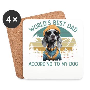 World's Best Dog Dad Weimaraner Dog Lover - Coasters (set of 4) - white - Front