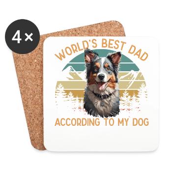 Welt Bester Hundepapa Australian Shepherd Liebe - Untersetzer (4er-Set) - Weiß - Vorne