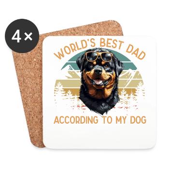 Meilleur chien du monde papa rottweiler motifs drôles - Dessous de verre (lot de 4) - blanc - Devant