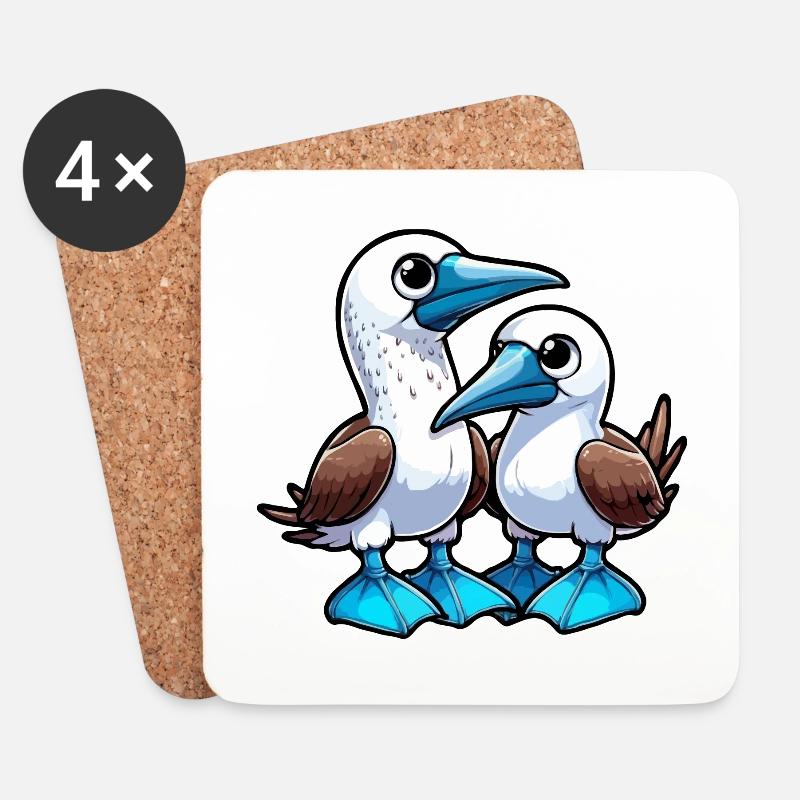 Vogel Blaufuß Tölpel Vogel Geschenk - Untersetzer (4er-Set) - Weiß