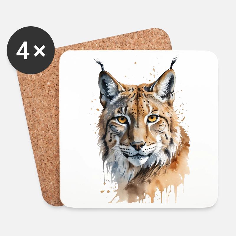 Majestätisches Luchs-Aquarell - Untersetzer (4er-Set) - Weiß