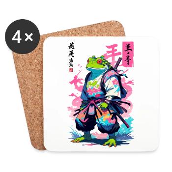 Samouraï Grenouille Esthétique Vaporwave Style Japon - Dessous de verre (lot de 4) - blanc - Devant