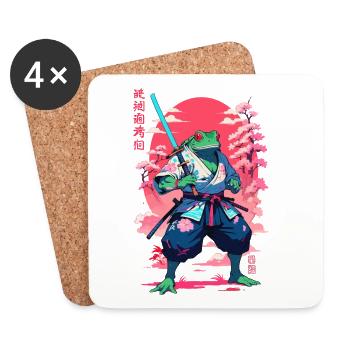 Samouraï Grenouille Esthétique Vaporwave Style Japon - Dessous de verre (lot de 4) - blanc - Devant