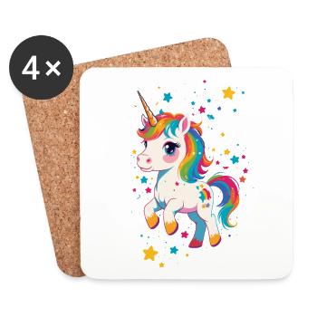 Lustige Einhörner Süßes Einhorn Mädchen Design - Untersetzer (4er-Set) - Weiß - Vorne