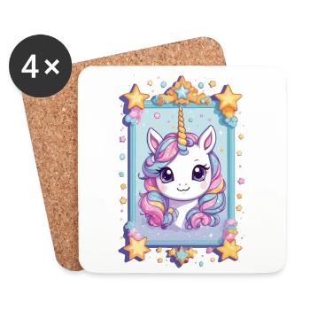 Lustige Einhörner Pastell Farben Einhorn Liebhaber - Untersetzer (4er-Set) - Weiß - Vorne