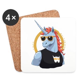 Dad Licorne Drôle Fête des Pères Design - Dessous de verre (lot de 4) - blanc - Devant