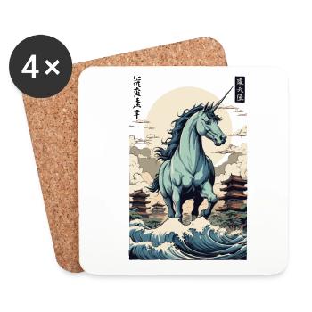 Japan Ukiyo-E Art Japanese Vintage Style - Coasters (set of 4) - white - Front