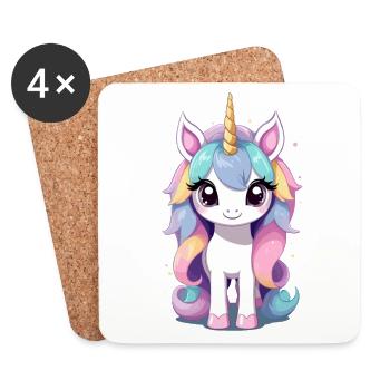 Conception d’amant de licorne aux couleurs pastel - Dessous de verre (lot de 4) - blanc - Devant