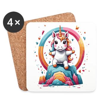 Lustige Einhörner Süßes Einhorn Mädchen - Untersetzer (4er-Set) - Weiß - Vorne