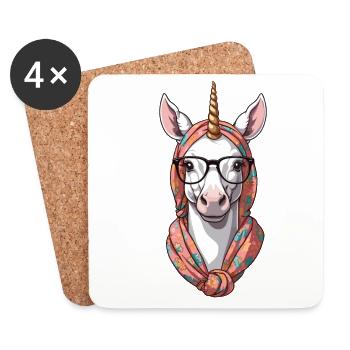 Une maman licorne licornes mère aimante - Dessous de verre (lot de 4) - blanc - Devant
