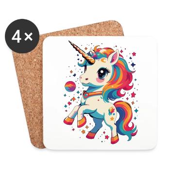 Lustige Einhörner Tolles Fantasie Design - Untersetzer (4er-Set) - Weiß - Vorne