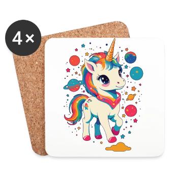Lustige Einhörner Süßes Einhorn Mädchen - Untersetzer (4er-Set) - Weiß - Vorne