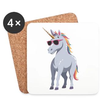 Dad Licorne Drôle Fête des Pères Design - Dessous de verre (lot de 4) - blanc - Devant