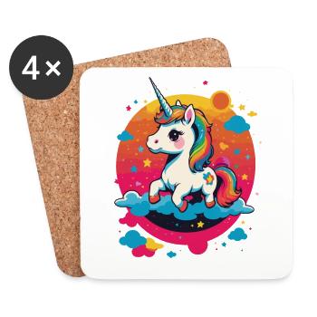 Lustige Einhörner Süsses Einhorn Mädchen - Untersetzer (4er-Set) - Weiß - Vorne