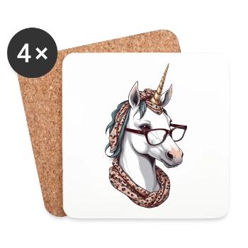 Fière maman licorne maman élégante - Dessous de verre (lot de 4) - blanc - Devant
