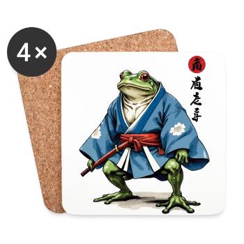 Samurai Frosch Vintage Ukiyo-e Stil Samurai Kunst - Untersetzer (4er-Set) - Weiß - Vorne