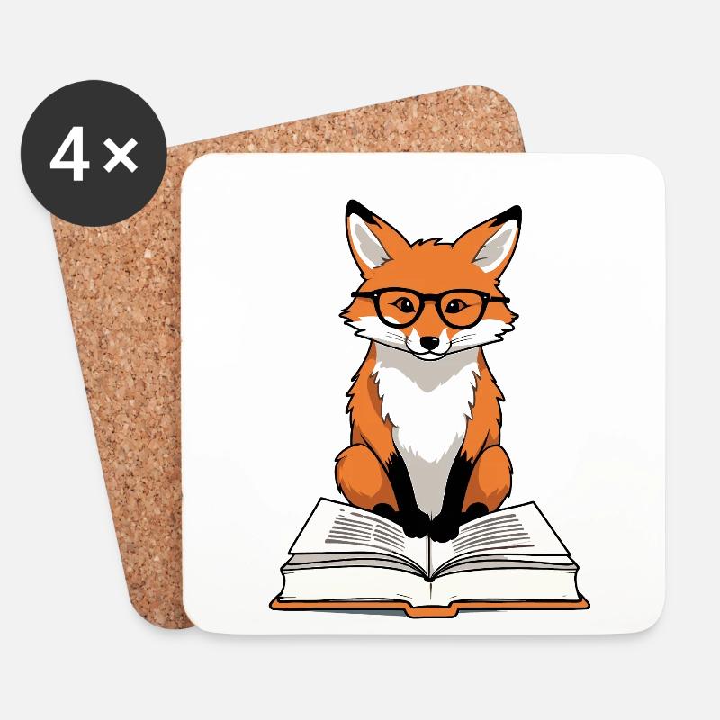 Niedlicher Buch Liebhaber Fuchs Mit Brille - Untersetzer (4er-Set) - Weiß