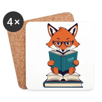 Cute Book Lover Funny Bookworm - Coasters (set of 4) - white - Front