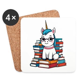 Cute Unicorn Bookworm Magical Mythical Creatures - Coasters (set of 4) - white - Front