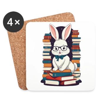 Reading bunny Enthusiastic book lover - Coasters (set of 4) - white - Front