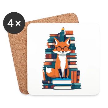 Cute Book Lover Funny Bookworm - Coasters (set of 4) - white - Front