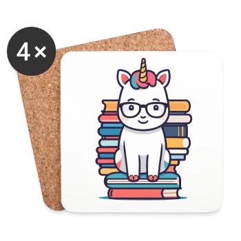 Einhorn Fantasie Geschichten Süßer Einhorn - Untersetzer (4er-Set) - Weiß - Vorne
